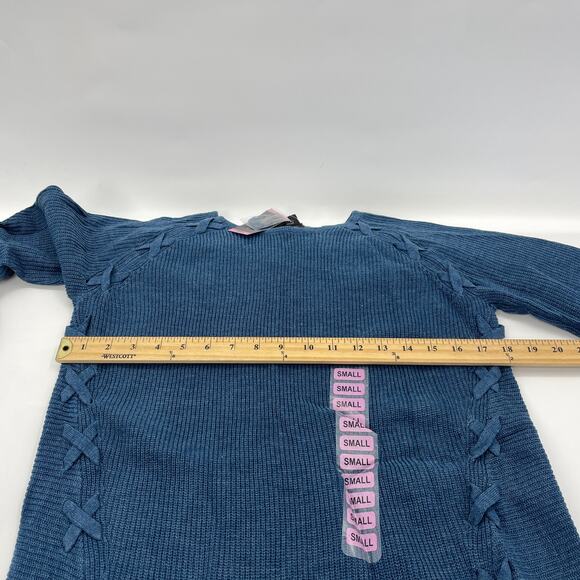 New DESIGN HISTORY Sweater Knit Vintage Blue Knit Long Sleeve Women's Small - Picture 4 of 5